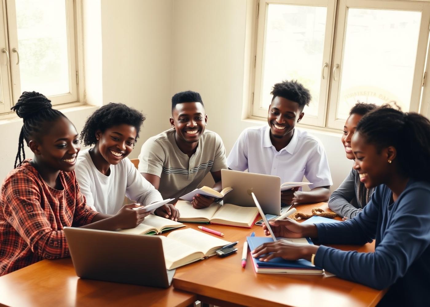Students studying together